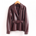 Bea Women's Retro Belted Sheepskin Leather Jacket – Stylish Outerwear