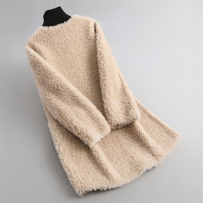 Anely Women's Longline Sherpa Fleece Shearling Coat