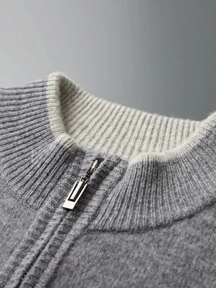 Arian Men's Luxury Full Zip Cashmere Knit Cardigan Sweater