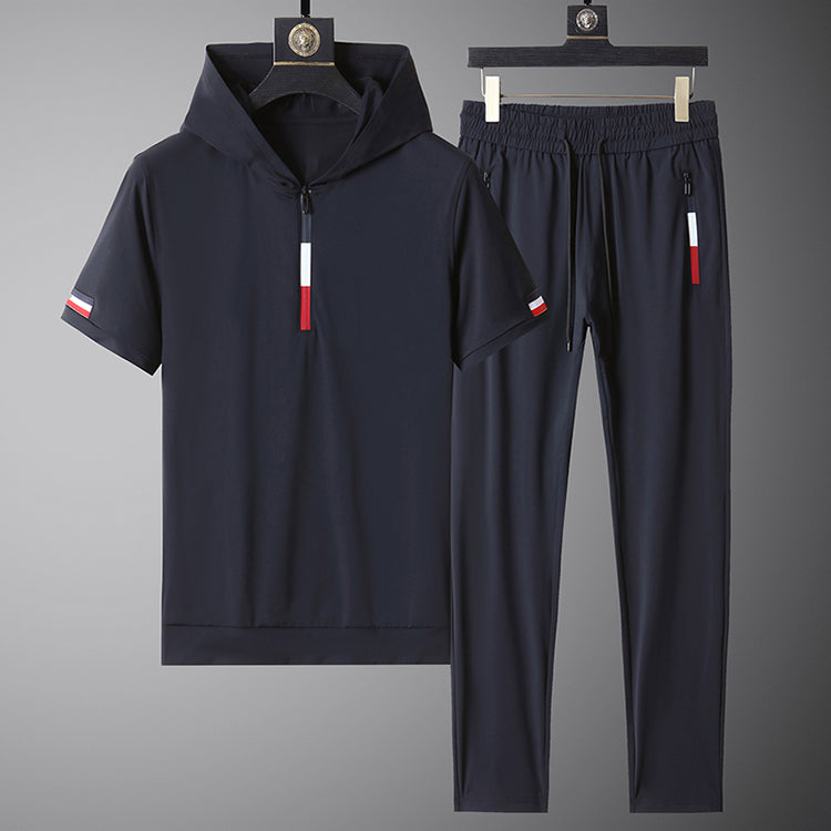Santino FlexFit Hooded Lycra Quarter-Zip Tracksuit Set – Modern Sport Comfort