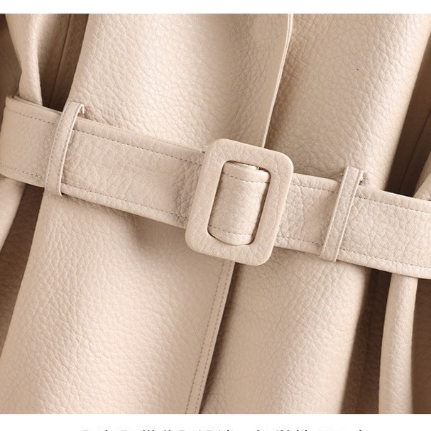 Bea Women's Retro Belted Sheepskin Leather Jacket – Stylish Outerwear