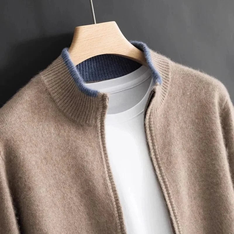 Arian Men's Luxury Full Zip Cashmere Knit Cardigan Sweater