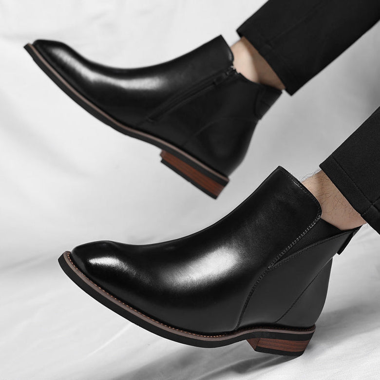 Caleb Men's Genuine Leather Slip-On Chelsea Boots with Cushioned Insole