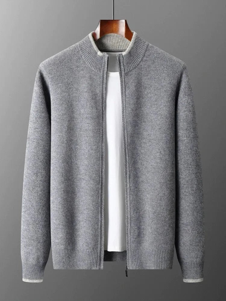Arian Men's Luxury Full Zip Cashmere Knit Cardigan Sweater