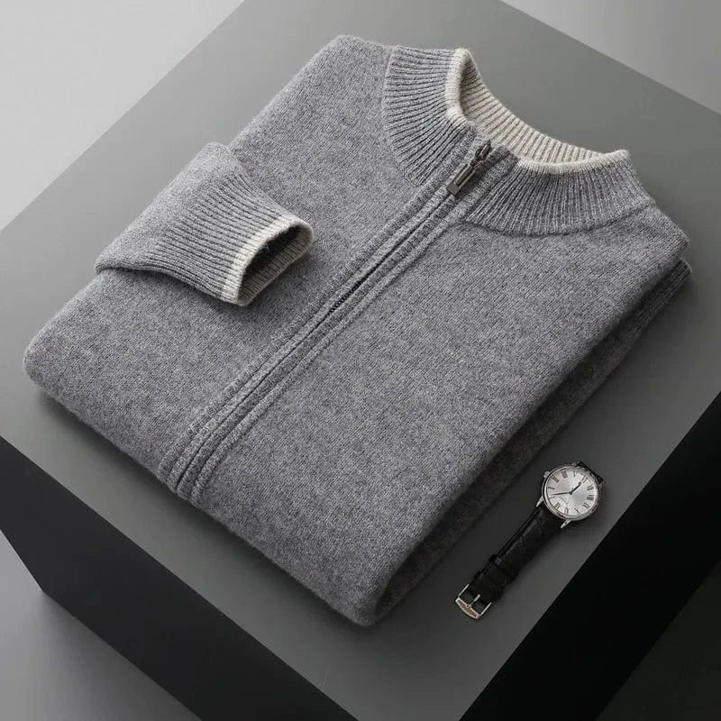 Arian Men's Luxury Full Zip Cashmere Knit Cardigan Sweater