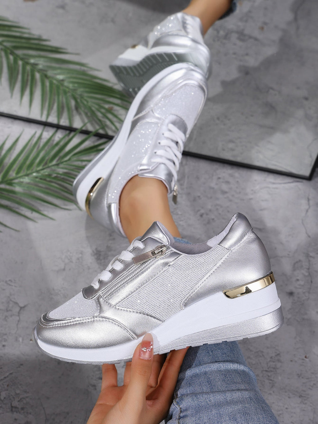 Arlyn Lightweight Wedge Sneakers – Breathable Cushioned Comfort Casual Shoes