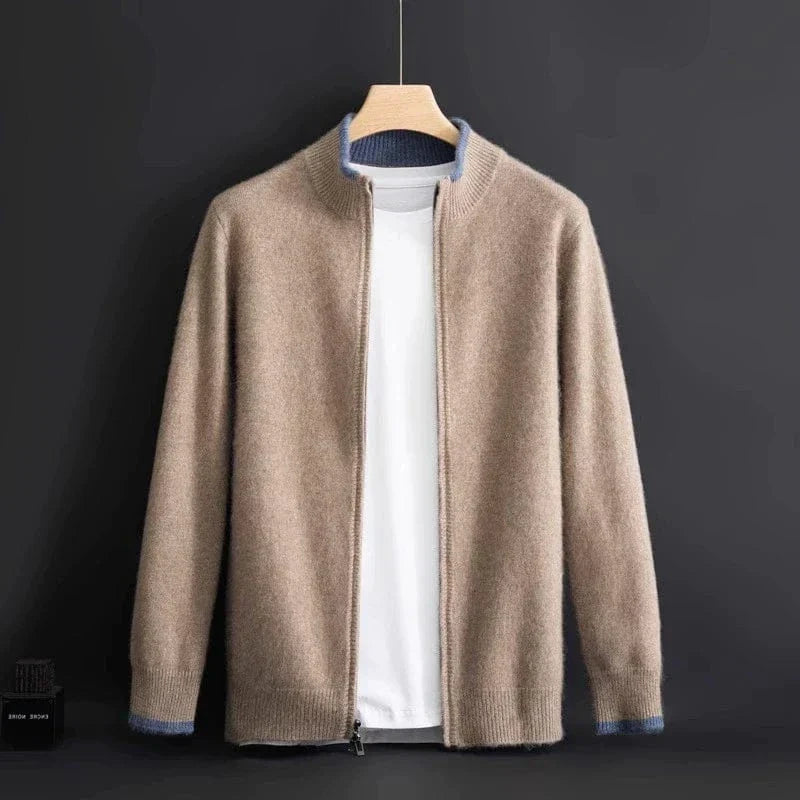 Arian Men's Luxury Full Zip Cashmere Knit Cardigan Sweater