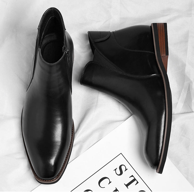 Caleb Men's Genuine Leather Slip-On Chelsea Boots with Cushioned Insole