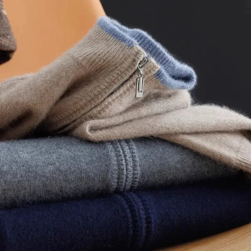 Arian Men's Luxury Full Zip Cashmere Knit Cardigan Sweater