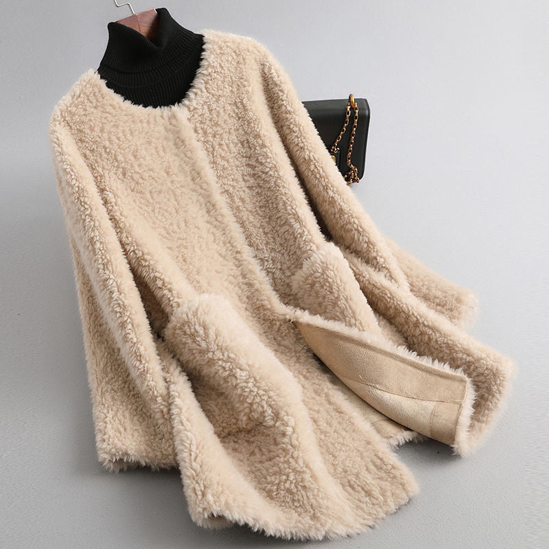 Anely Women's Longline Sherpa Fleece Shearling Coat