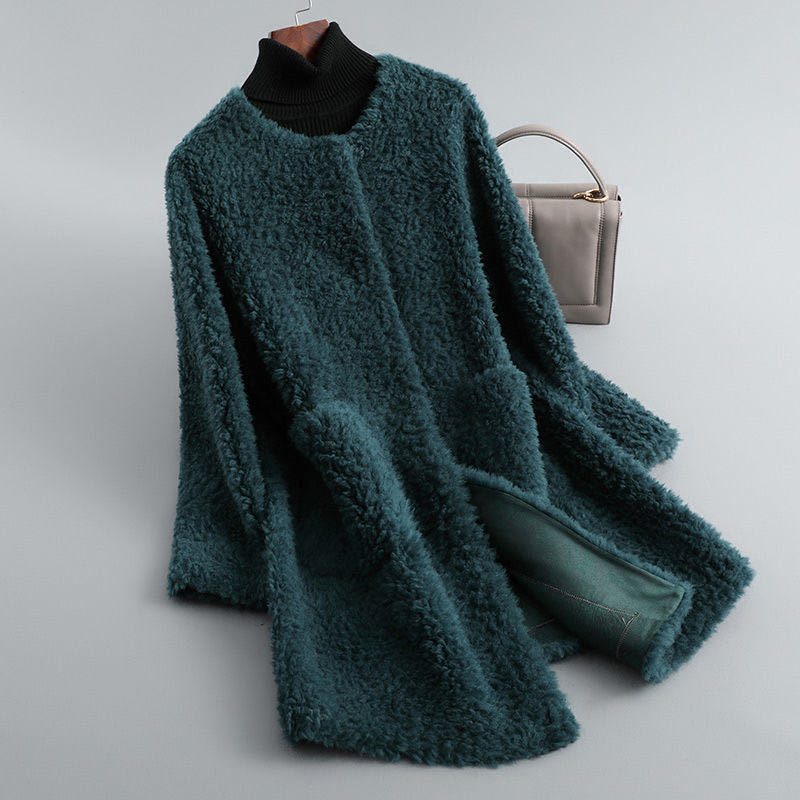 Anely Women's Longline Sherpa Fleece Shearling Coat