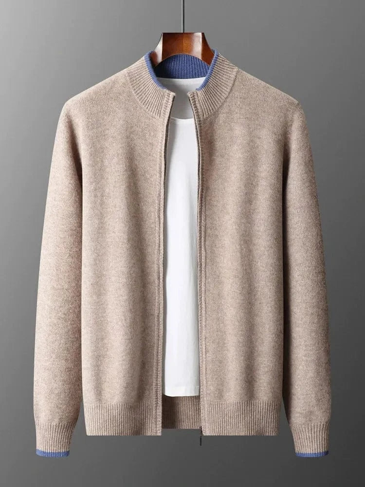 Arian Men's Luxury Full Zip Cashmere Knit Cardigan Sweater