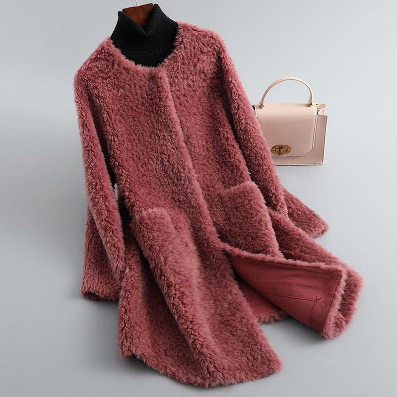 Anely Women's Longline Sherpa Fleece Shearling Coat