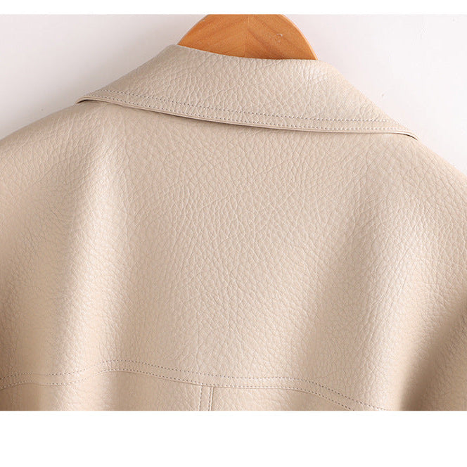 Bea Women's Retro Belted Sheepskin Leather Jacket – Stylish Outerwear