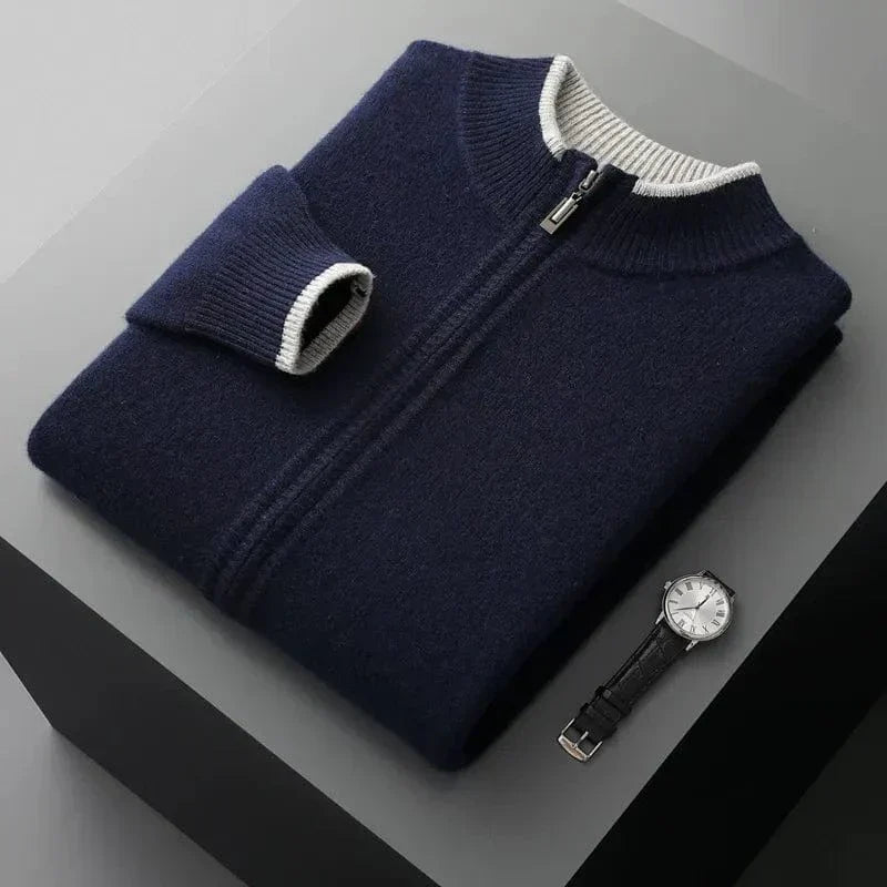 Arian Men's Luxury Full Zip Cashmere Knit Cardigan Sweater