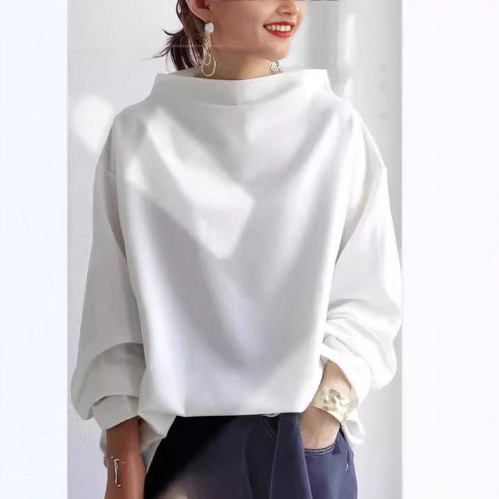 Evelyn Women's High-Neck Knit Sweater – Soft and Comfortable Top
