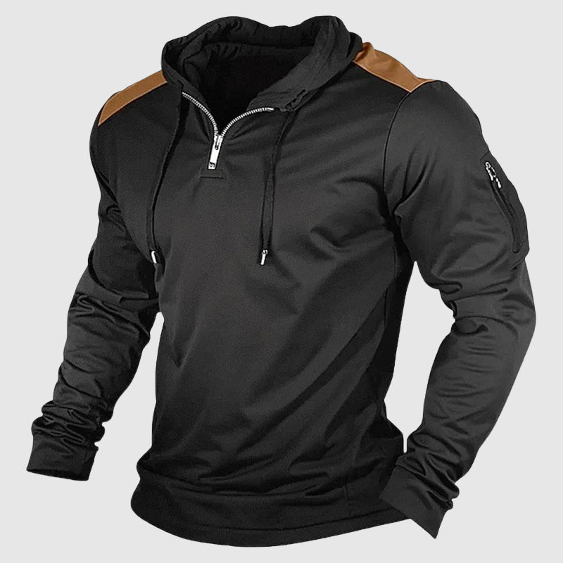 Eduard Men's Lightweight Patchwork Quarter-Zip Streetwear Hoodie