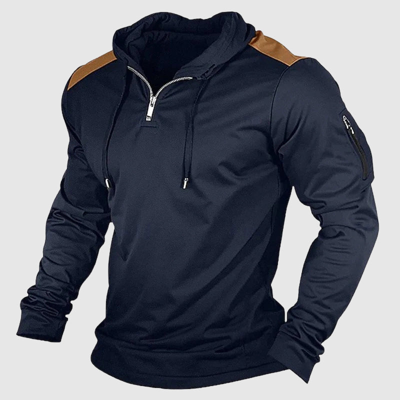 Eduard Men's Lightweight Patchwork Quarter-Zip Streetwear Hoodie