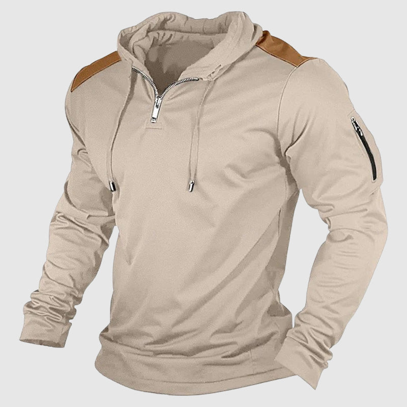 Eduard Men's Lightweight Patchwork Quarter-Zip Streetwear Hoodie