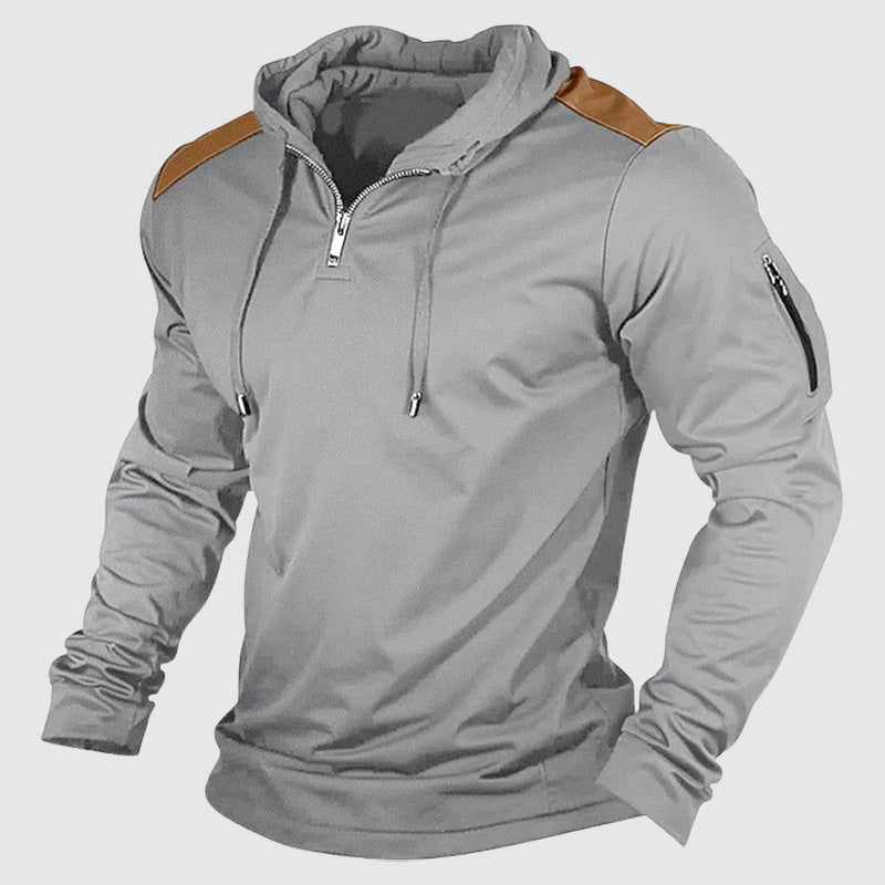 Eduard Men's Lightweight Patchwork Quarter-Zip Streetwear Hoodie