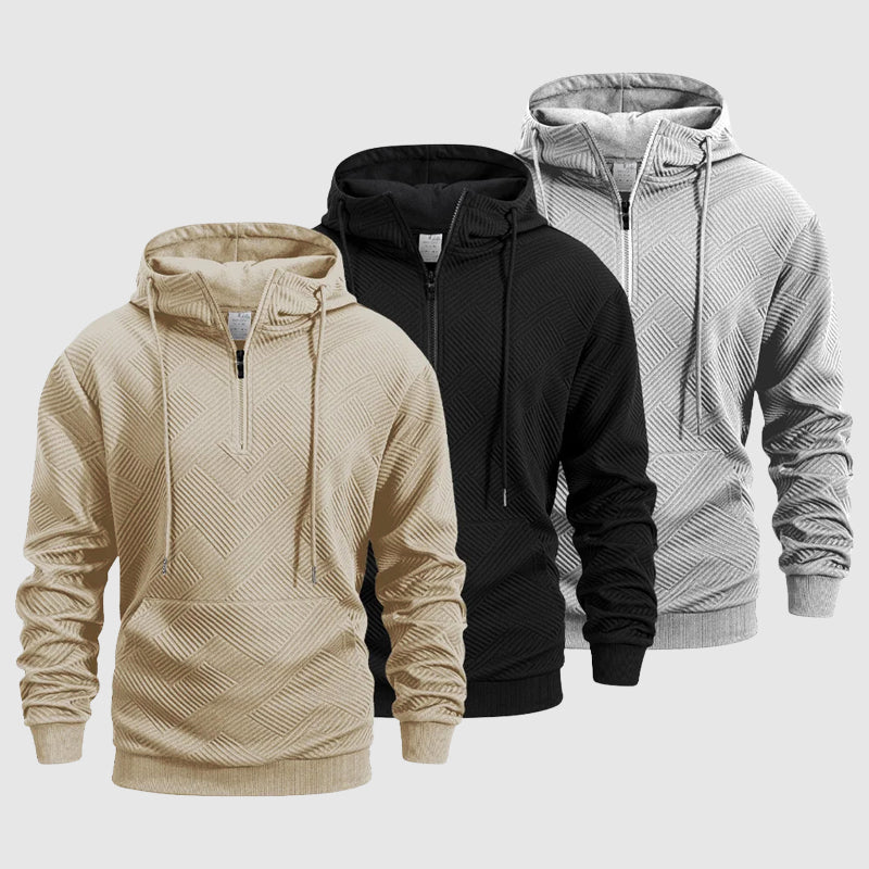 Cole Men's Textured Knit Quarter-Zip Hoodie – Perfect for Casual Layering