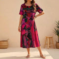 Elodie Soft Breathable Midi Dress – Relaxed Artistic Print Summer Wear