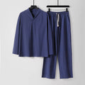 Giancarlo Cotton Co-ord Set – V-Neck Lounge Top & Drawstring Pants for Warm-Weather Comfort