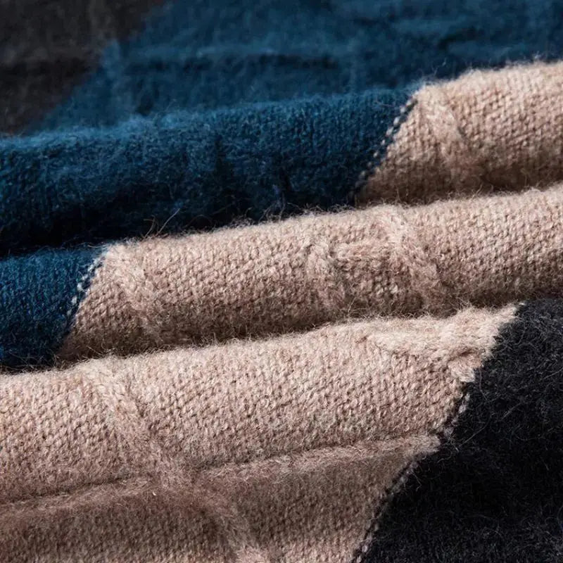 Philippe Wool Blend Sweater – Jacquard Stripe Crew Neck Pullover