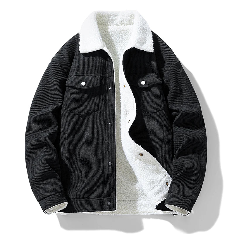 Darian Men's Sherpa-Lined Corduroy Jacket – Cozy Cotton Winter Outerwear