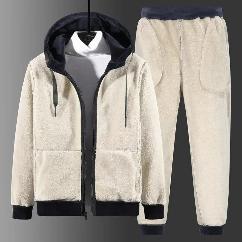 Beau Men's Heavyweight Full-Zip Hoodie and Jogger Tracksuit Set
