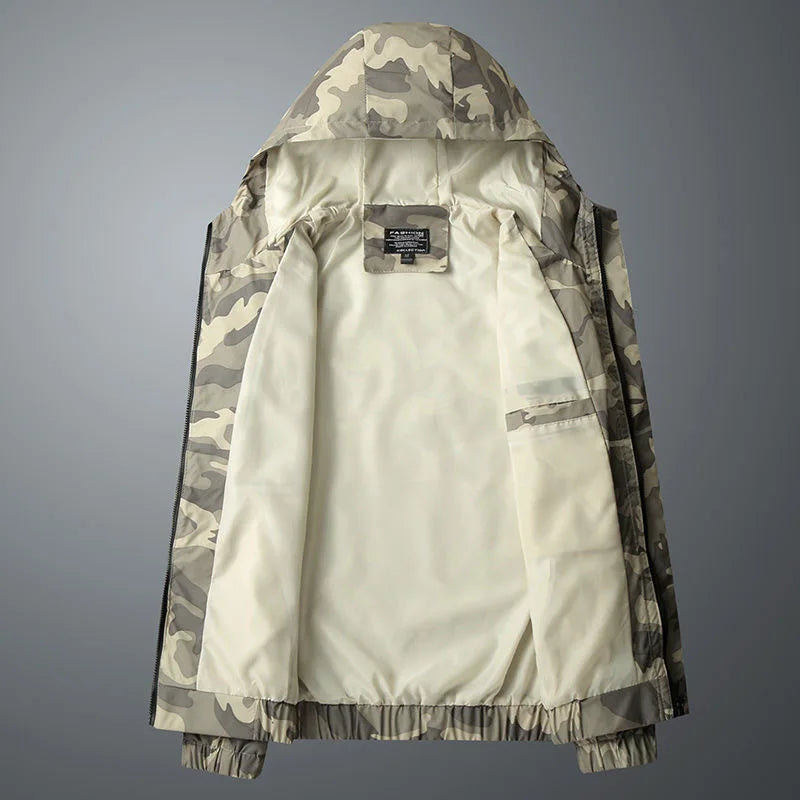 Danilo Men's Lightweight Camo Windbreaker with Water-Resistant Shell