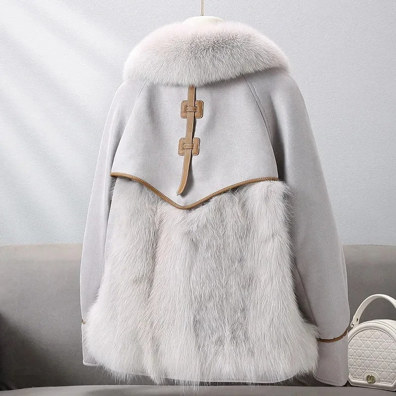 Almana Women's Luxurious Plush Fur Winter Coat with Toggle Closure