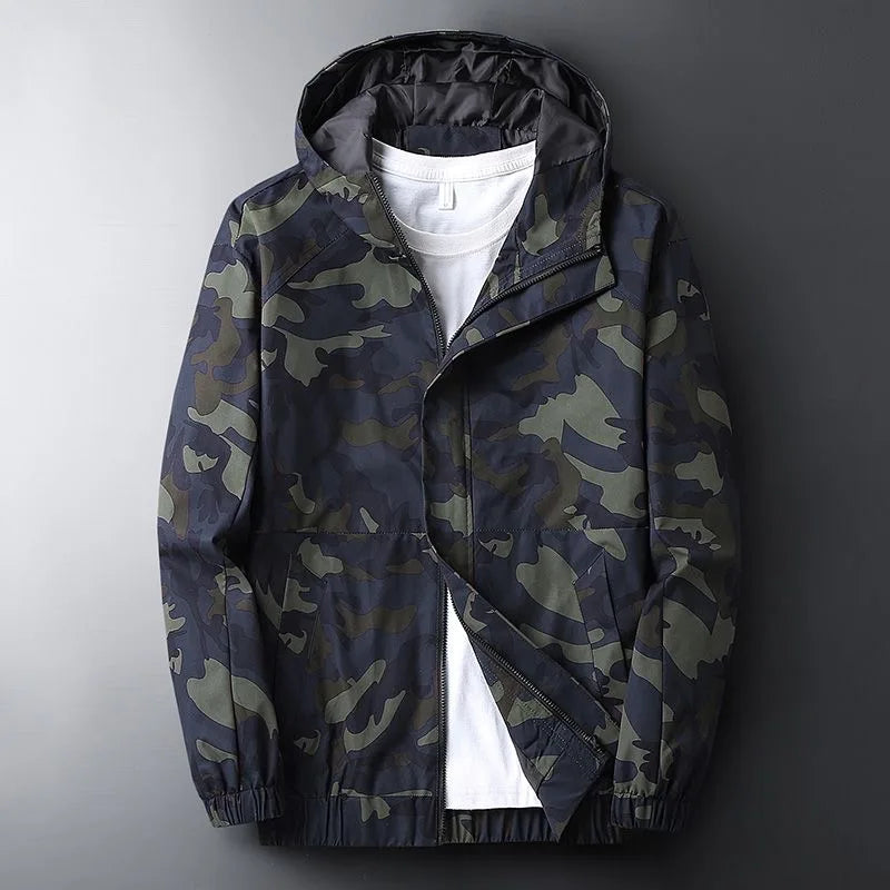 Danilo Men's Lightweight Camo Windbreaker with Water-Resistant Shell