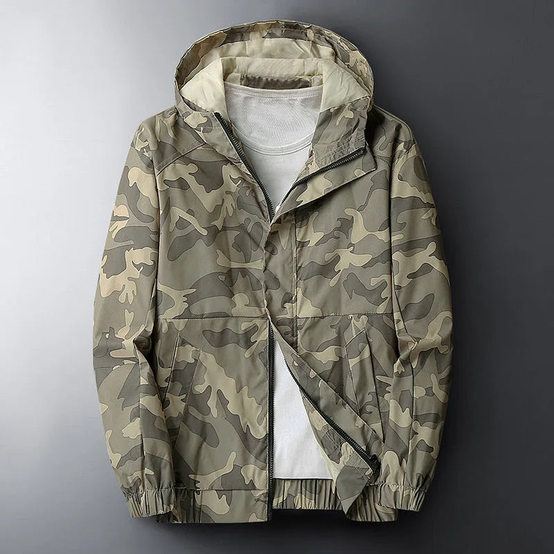 Danilo Men's Lightweight Camo Windbreaker with Water-Resistant Shell