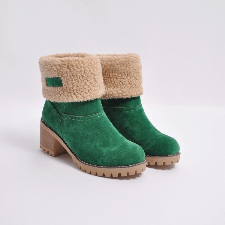 Avery Women's Suede Ankle Boots – Cozy Fur-Lined Block Heel
