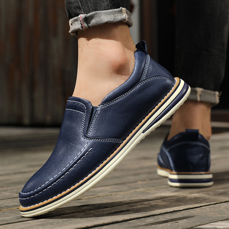 Elias Men's Genuine Leather Slip-On Loafers with Cushioned Comfort