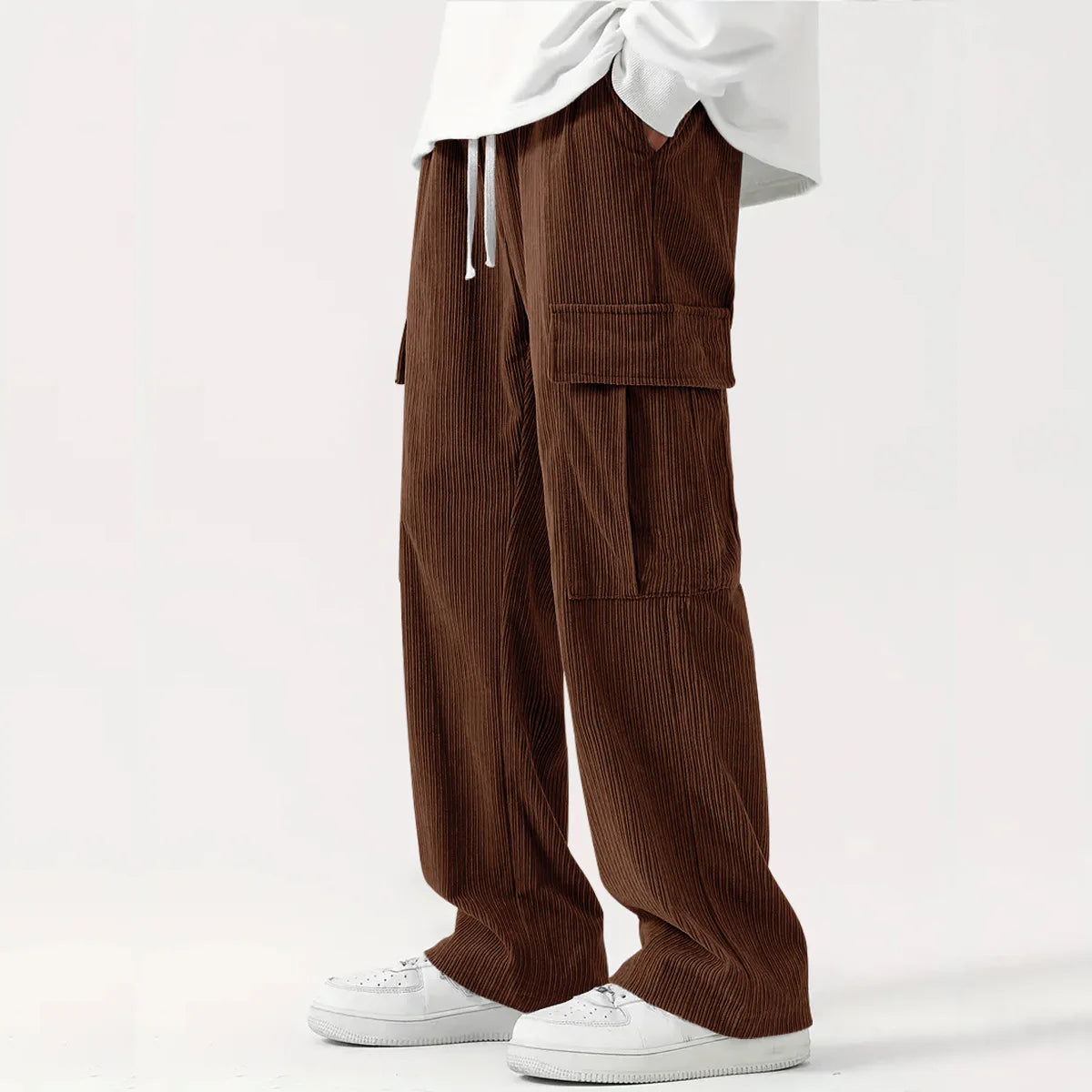 Matteo Corduroy Cargo Pants – Relaxed Wide Leg Trousers