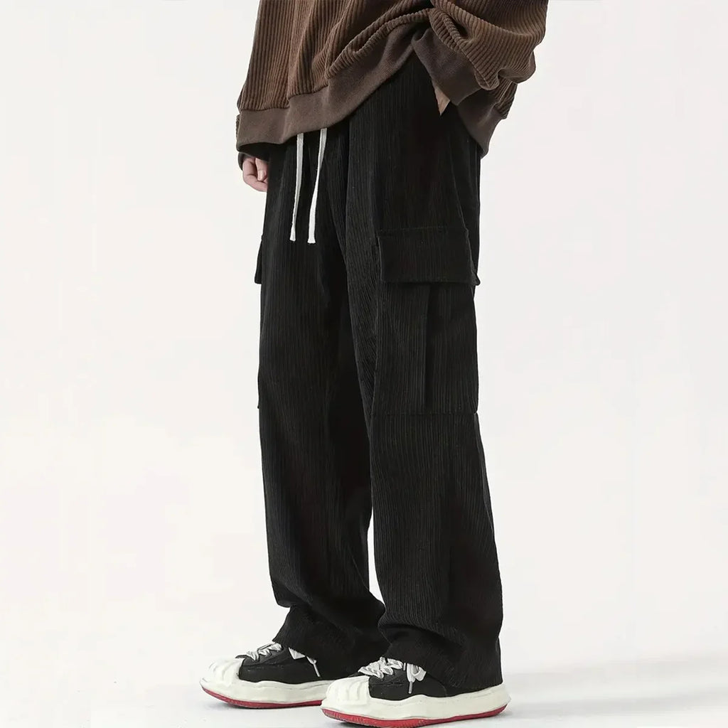 Matteo Corduroy Cargo Pants – Relaxed Wide Leg Trousers