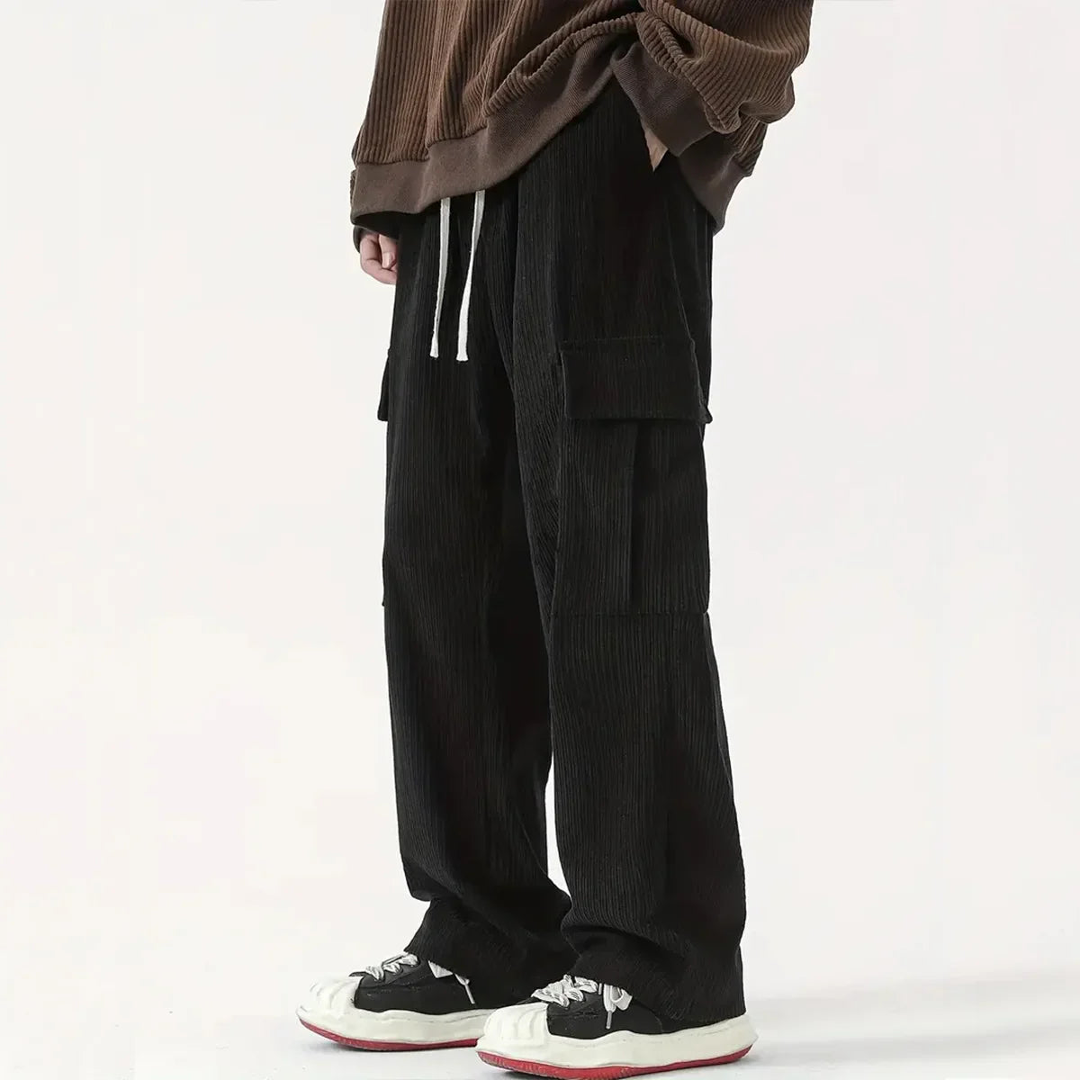 Matteo Corduroy Cargo Pants – Relaxed Wide Leg Trousers