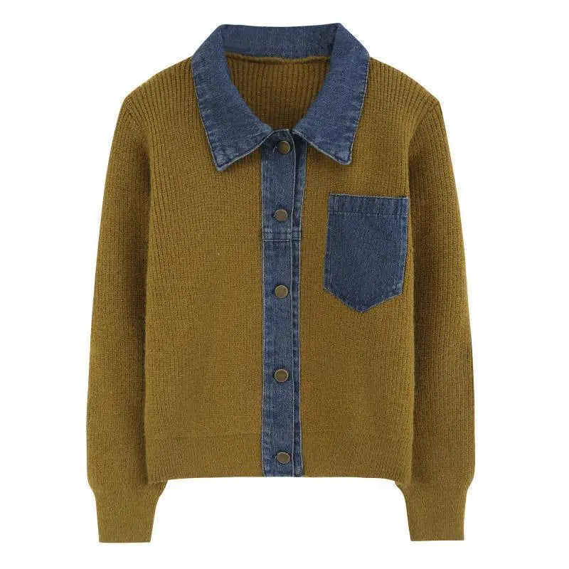 Erin Women's Knit Pullover Sweater with Denim Trim