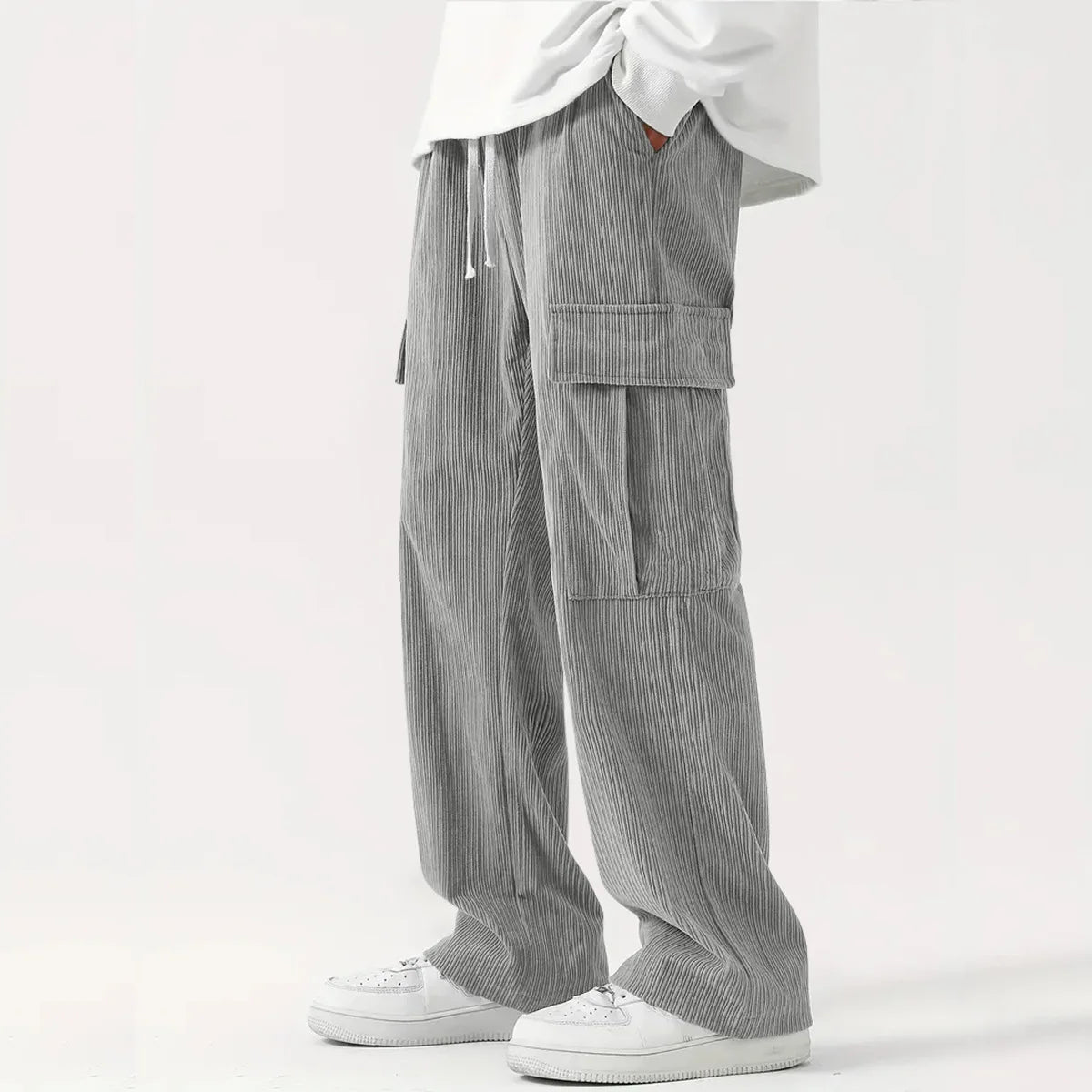 Matteo Corduroy Cargo Pants – Relaxed Wide Leg Trousers