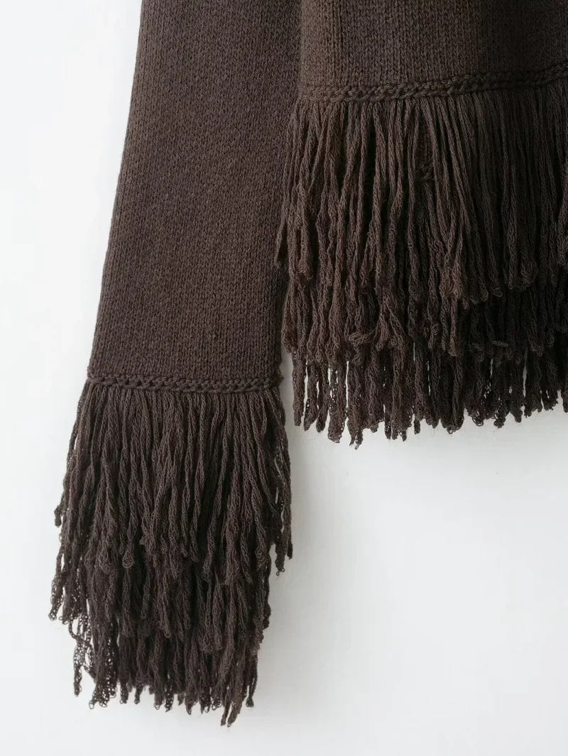 Carina Women's Fringe Style Knit Cardigan – Structured Silhouette