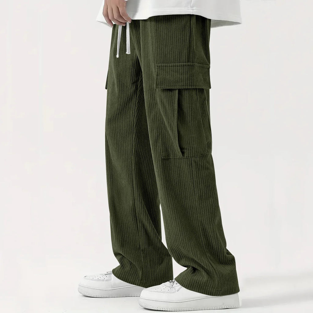 Matteo Corduroy Cargo Pants – Relaxed Wide Leg Trousers