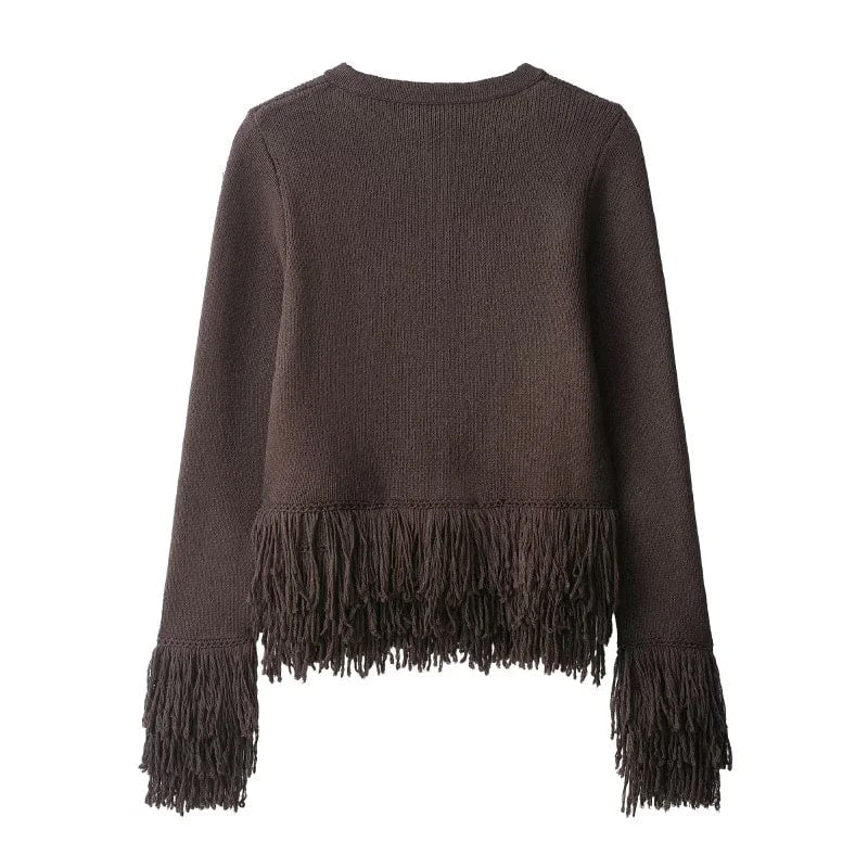 Carina Women's Fringe Style Knit Cardigan – Structured Silhouette