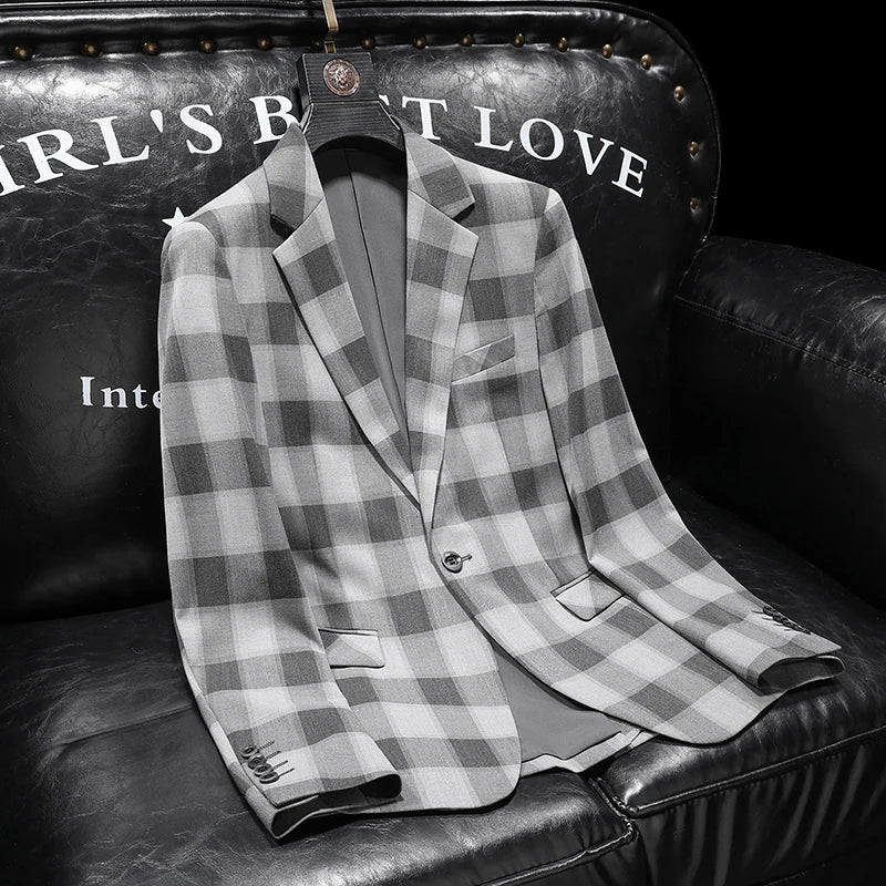 Ellis Men's Plaid Blazer – Tailored Fit Cotton Blend Sports Jacket