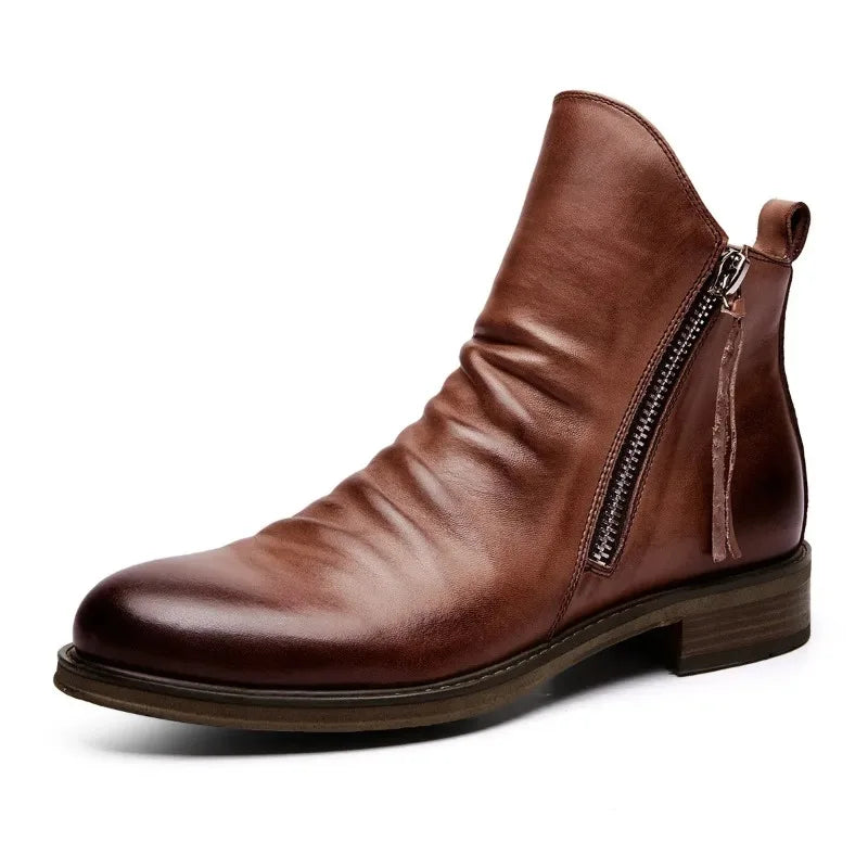 Garnette Leather Chelsea Boots – Classic Side Zip Dress Boots