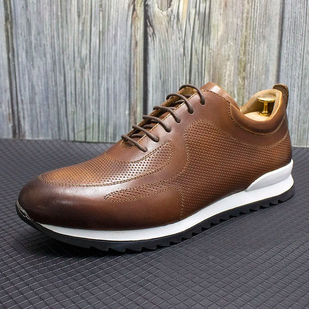 Fabrizio Men's Italian Leather Sneakers – Cushioned Interior Trainers