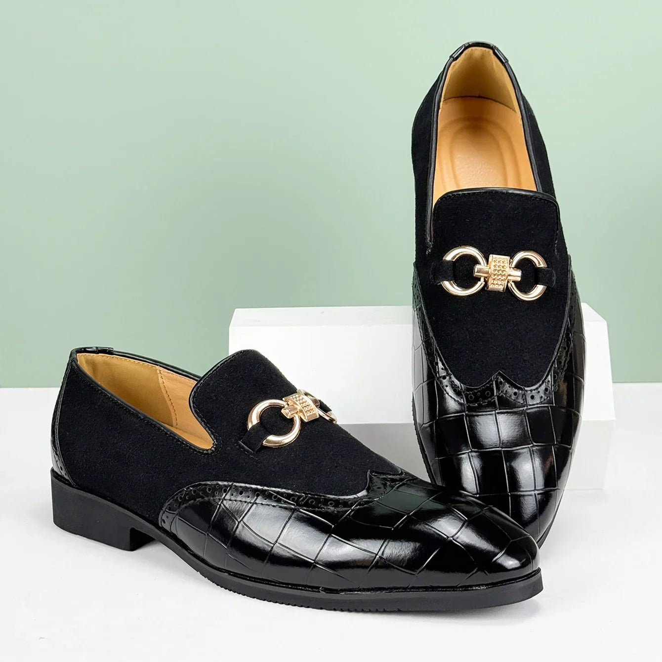 Easton Men's Genuine Leather and Suede Slip-On Loafers – Dress Shoes