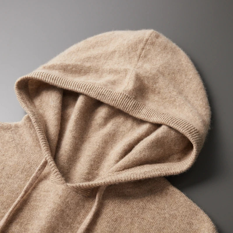 Armano Men's Merino Wool Knit Pullover Hoodie – Relaxed Fit Sweater
