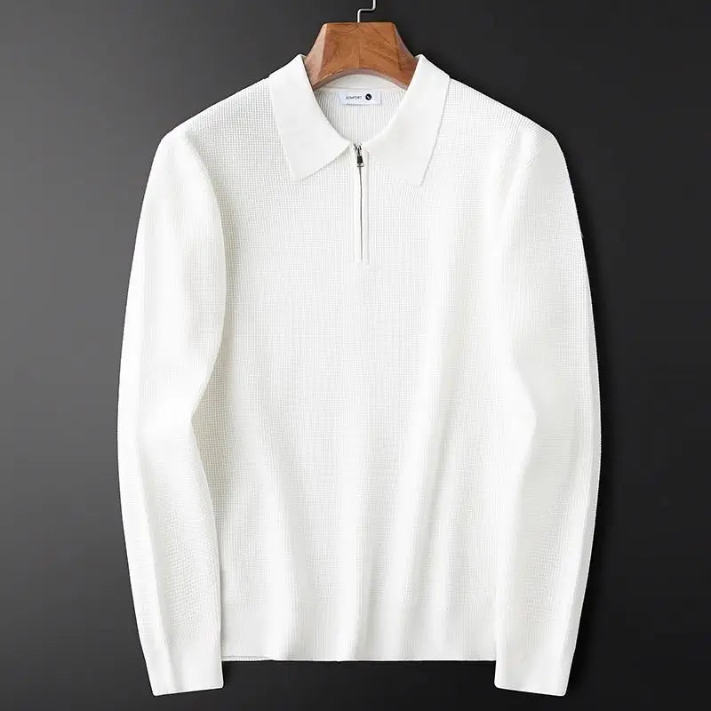 Bradd Men's Tailored Fit Quarter-Zip Pullover – Waffle Knit Design